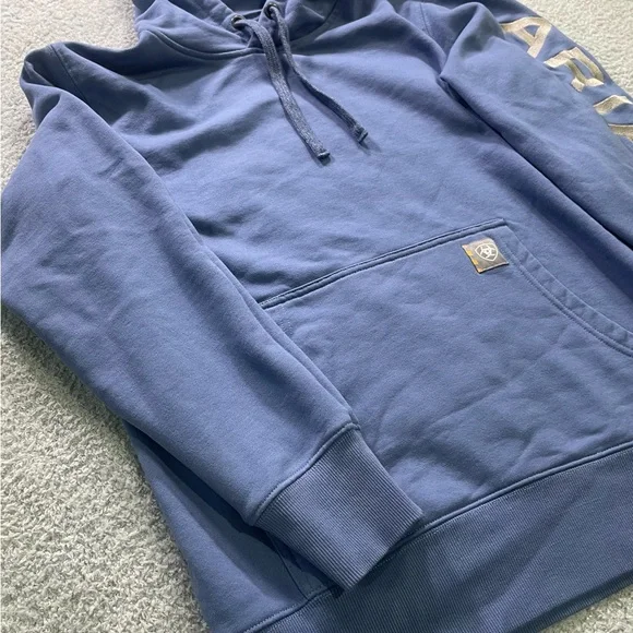 Ariat Rebar Women’s Hooded Pullover Light Blue Embroidered Large - Picture 3 of 9